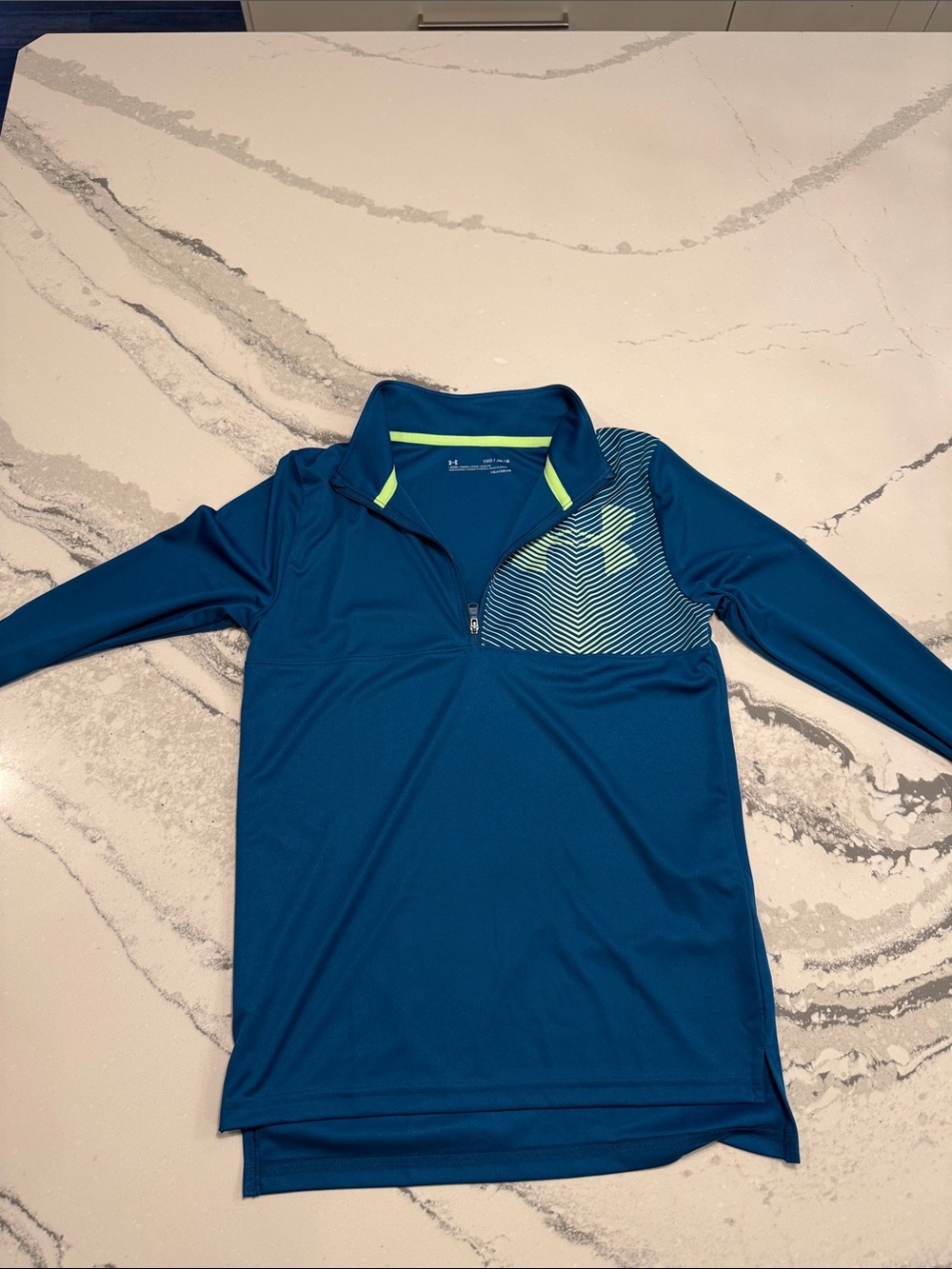 Under Armour Boys' Teal Quarter-Zip Hoodie with Neon Green Accent